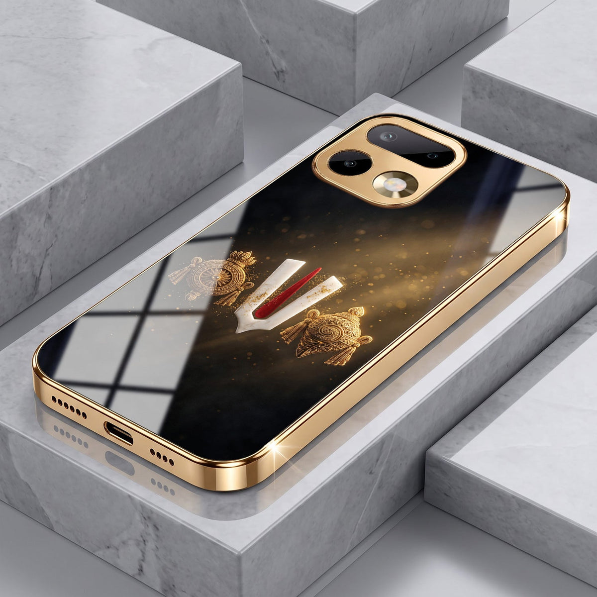 Realme 16 Pro+ 5G Royal Heritage Edition Gold Electroplated Glass Phone Back Case