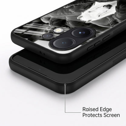 Vivo V60 5G Premium Acrylic Shockproof Glass Back Case (Mystic Stallion)