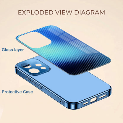 Oppo Reno 15 5G Aureon X1 Blue Electroplated Glass Phone Back Case