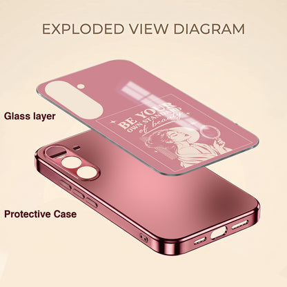 Samsung Galaxy A36 5G Luxury Aesthetic Girl Pink Electroplated Glass Phone Back Case