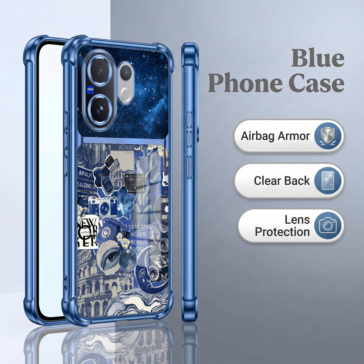 Vivo V60 5G Cosmic Vintage Dual-Tone Transparent Airbags Case