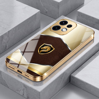 Oppo Reno 16 5G Dragon Crest Gold Electroplated Glass Phone Back Case
