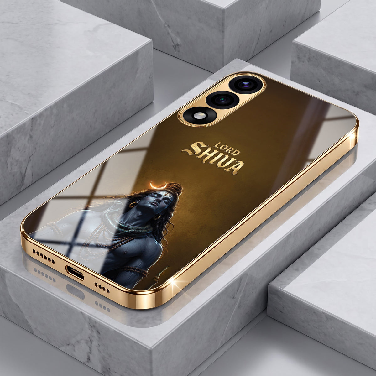 OnePlus Nord 5 5G Lord Shiva Gold Electroplated Glass Phone Back Case