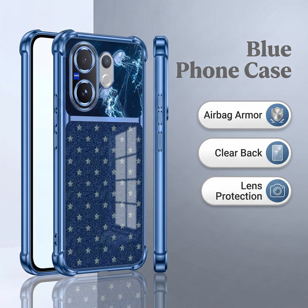 Vivo V60 5G Galaxy Stars Dual-Tone Transparent Airbags Case