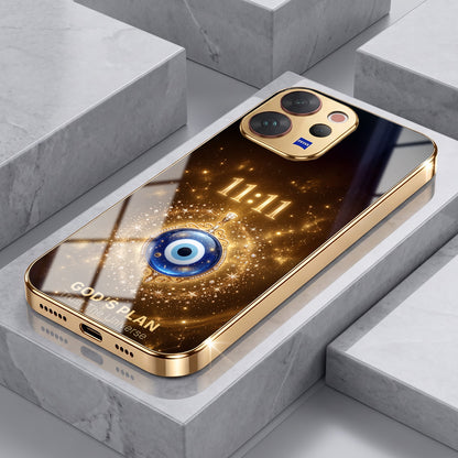 Vivo V70 5G God’s Plan Evil Eye Gold Electroplated Glass Phone Back Case