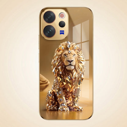 Vivo V70 5G Luxury Lion Gold Electroplated Glass Phone Back Case