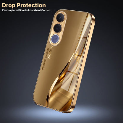 Vivo V70 FE 5G Luxury Infinity Energy Gold Electroplated Glass Phone Case