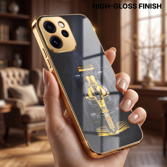 Oppo Reno 15 Pro Mini 5G F1 Racing Car Gold Electroplated Glass Phone Back Case