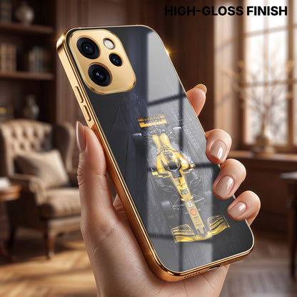 Oppo Reno 15 Pro Mini 5G F1 Racing Car Gold Electroplated Glass Phone Back Case