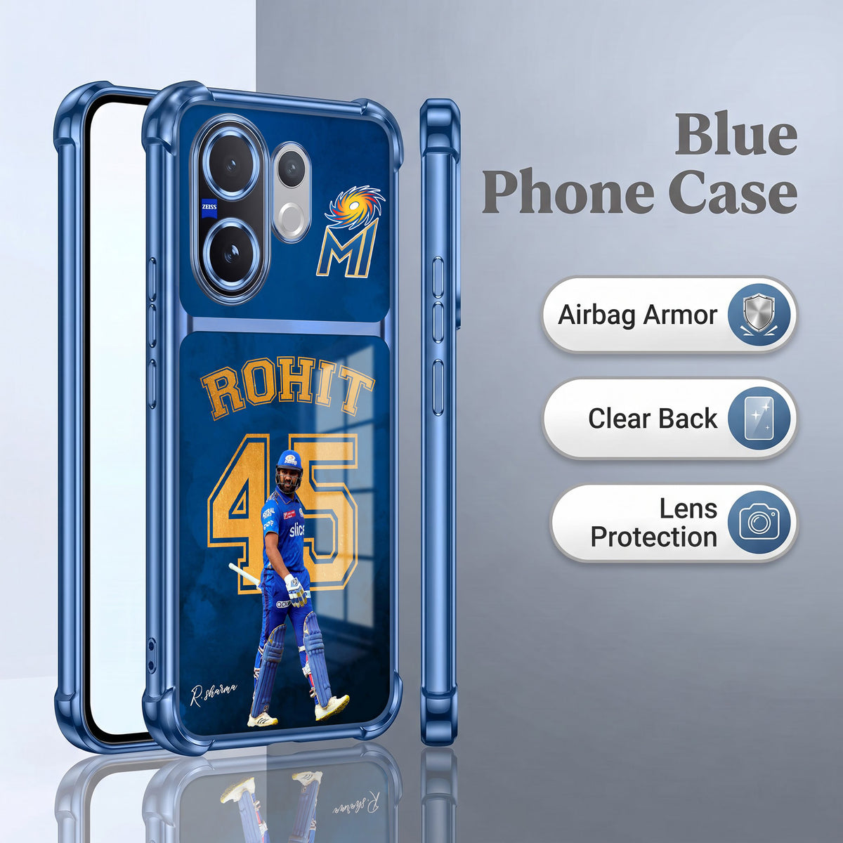 Vivo V60 5G Hitman Rohit Dual-Tone Transparent Airbags Case