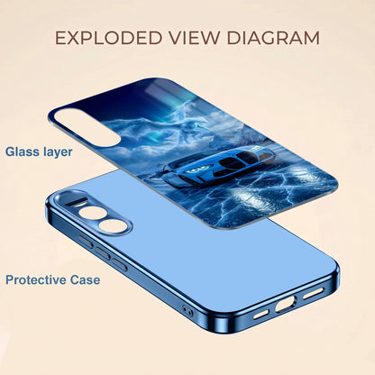 Vivo V70 FE 5G Ice Dragon GT Blue Electroplated Glass Phone Back Case