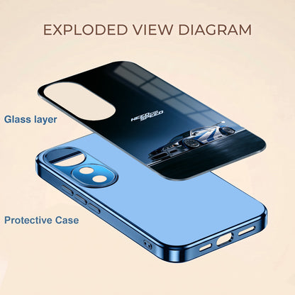 Vivo V40 Pro 5G Need For Speed Blue Electroplated Glass Phone Back Case