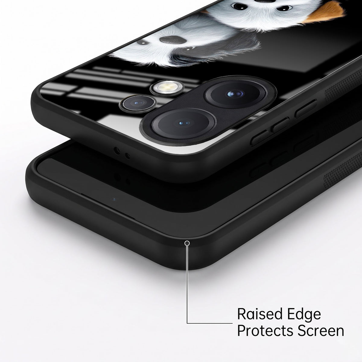 Vivo V60 5G Premium Acrylic Shockproof Glass Back Case (Fluffy Puppies)