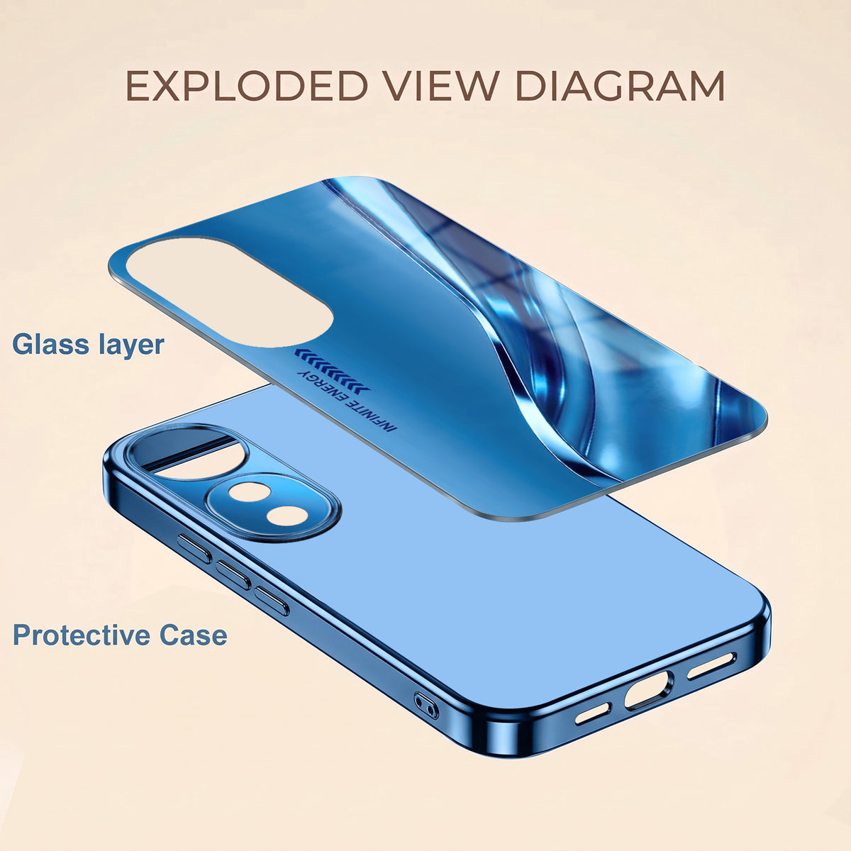 Vivo V40 Pro 5G Luxury Infinity Energy Blue Electroplated Glass Phone Back Case