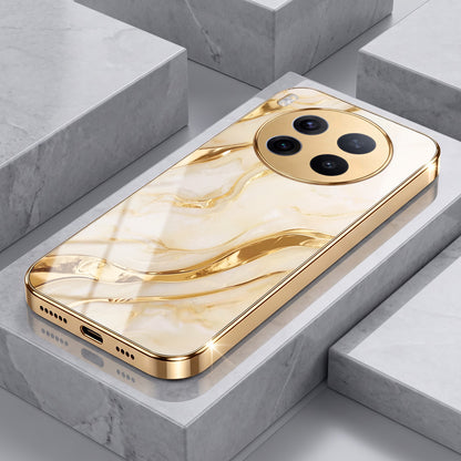 Vivo X300 Pro 5G Marvel Texture Gold Electroplated Glass Phone Back Case