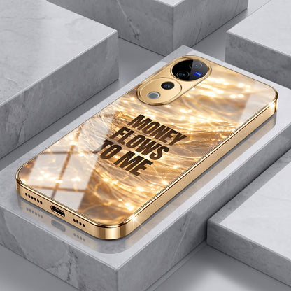 Vivo V40 Pro 5G Money Flows To Me Gold Electroplated Glass Phone Back Case
