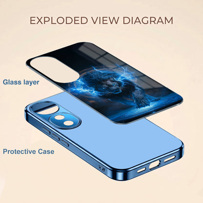 Vivo V40 Pro 5G Thunder Titan Lion Blue Electroplated Glass Phone Back Case