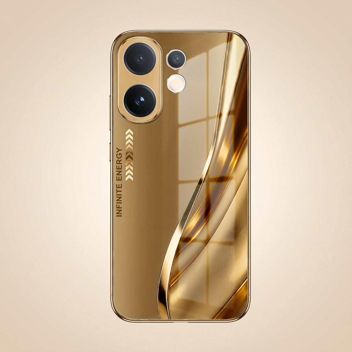 Vivo V60 5G Luxury Infinity Energy Gold Electroplated Glass Phone Case