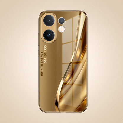 Vivo V60 5G Luxury Infinity Energy Gold Electroplated Glass Phone Case