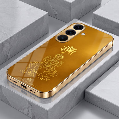 Samsung Galaxy A36 5G Shree Lakshmi Divine Gold Electroplated Glass Phone Back Case