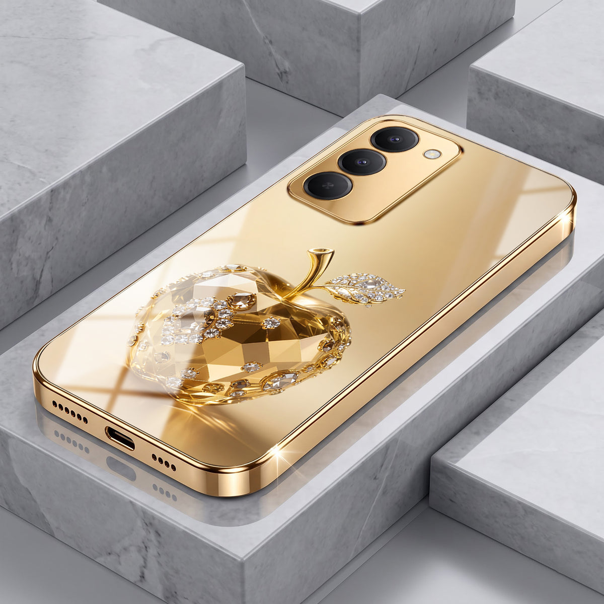 Redmi 15 5G Golden Apple Gold Electroplated Glass Phone Back Case