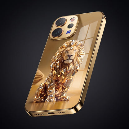 Vivo V70 5G Luxury Lion Gold Electroplated Glass Phone Back Case