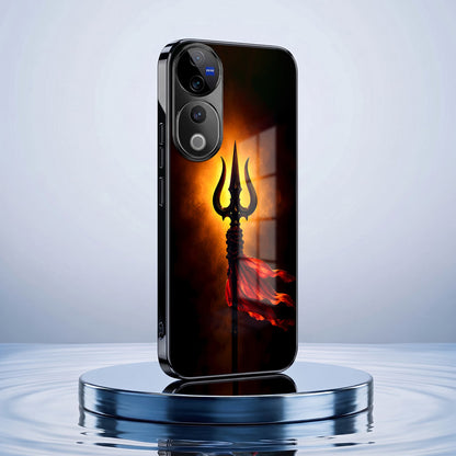 Vivo V40 Pro 5G Divine Trishul Black Electroplated Glass Phone Back Case