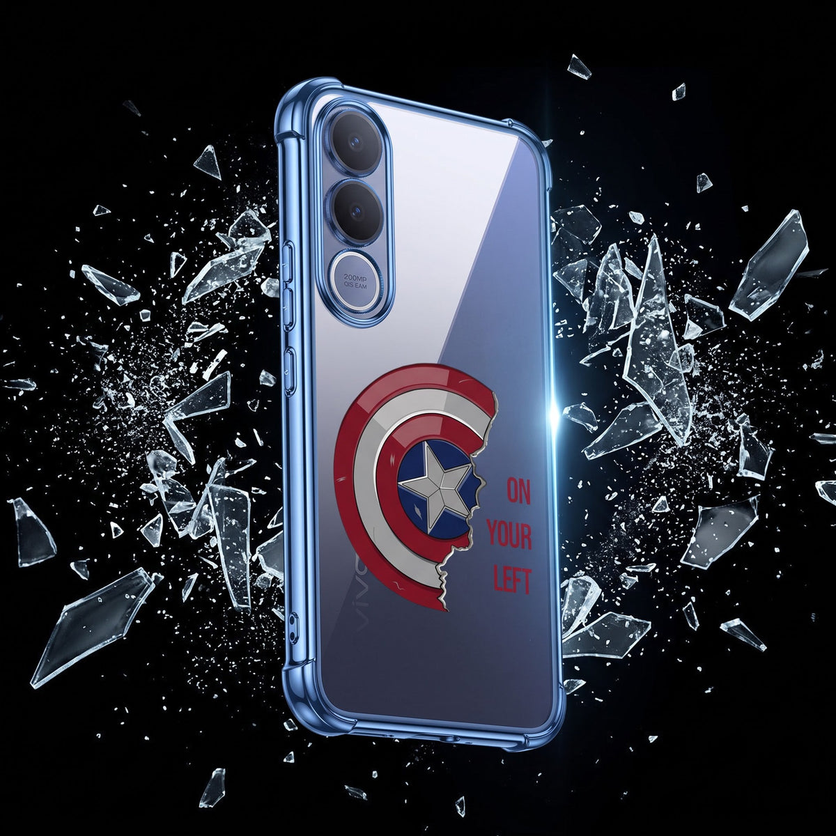 Vivo V70 FE 5G Premium 3D Spot UV Shield Sticker Shockproof Airbags Case