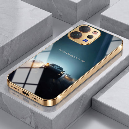 Vivo V70 5G Porsche Luxury Gold Electroplated Glass Phone Back Case