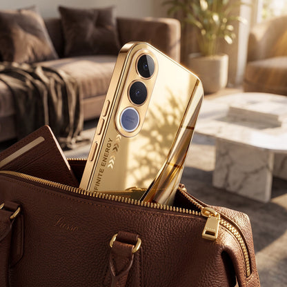 Vivo V70 FE 5G Luxury Infinity Energy Gold Electroplated Glass Phone Case