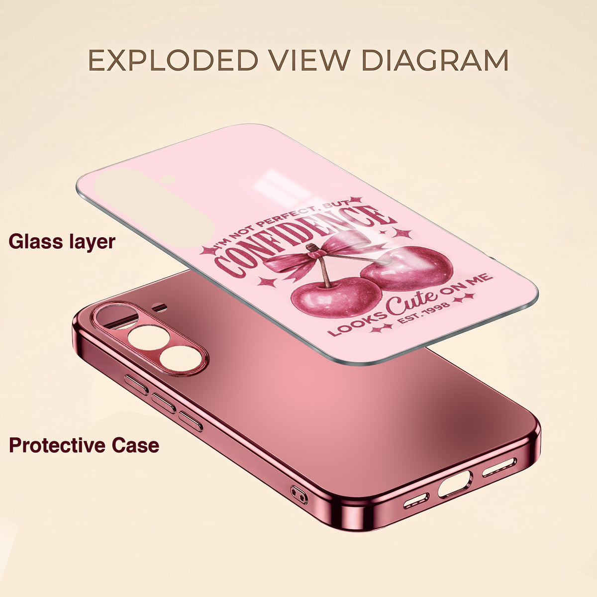 Samsung Galaxy A36 5G Luxury Cute Cat Pink Electroplated Glass Phone Back Case