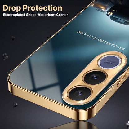 Vivo V70 Fe Porsche Luxury Gold Electroplated Glass Phone Back Case