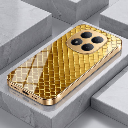 Redmi Note 15 Pro+ 5G Golden Criss Cross Gold Electroplated Glass Phone Back Case
