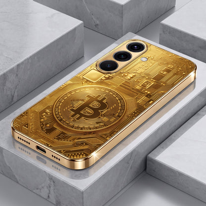 Samsung Galaxy A56 5G Bitcoin Gold Electroplated Glass Phone Back Case