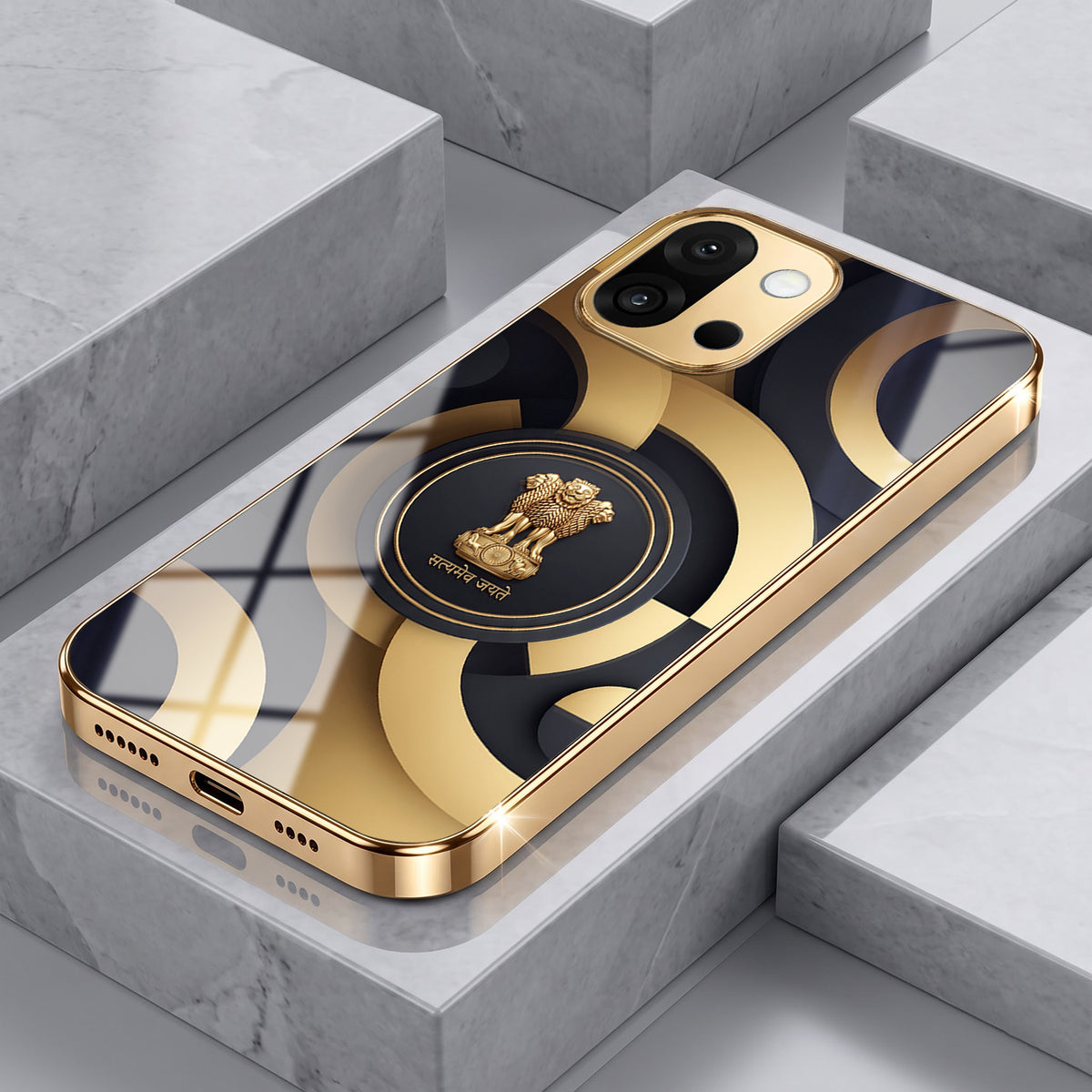 OnePlus 13s 5G Royal Emblem Gold Electroplated Glass Phone Back Case