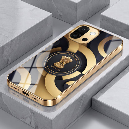 OnePlus 13s 5G Royal Emblem Gold Electroplated Glass Phone Back Case