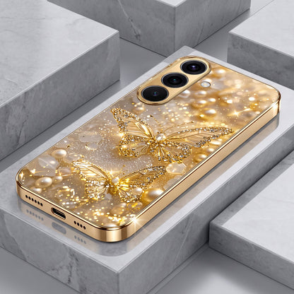 Samsung Galaxy A36 5G Golden Butterfly Gold Electroplated Glass Phone Back Case
