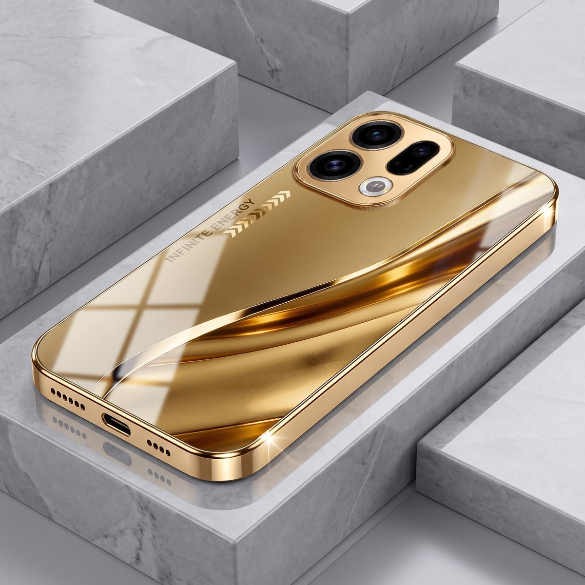 Oppo Find X9 5G Luxury Infinity Energy Gold Electroplated Glass Phone Case