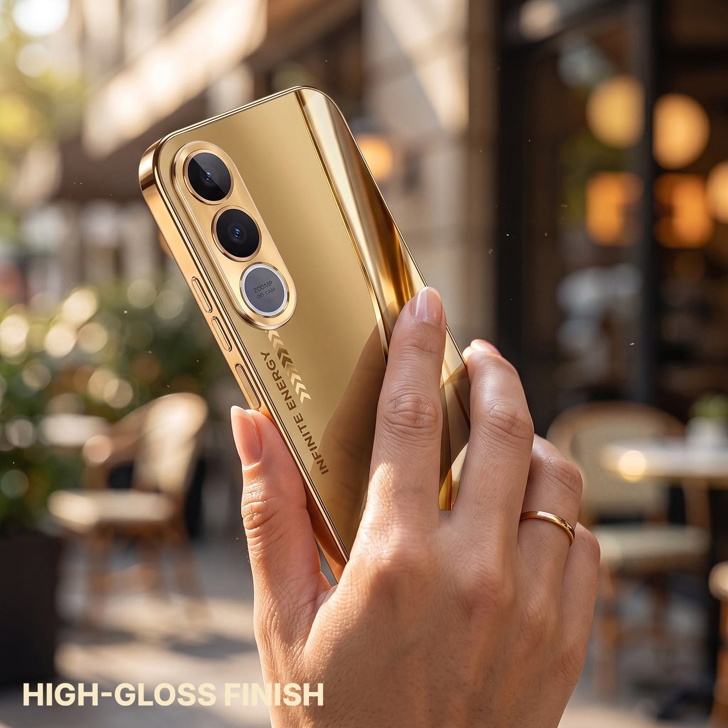 Vivo V70 FE 5G Luxury Infinity Energy Gold Electroplated Glass Phone Case