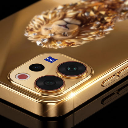 Vivo V70 5G Luxury Lion Gold Electroplated Glass Phone Back Case