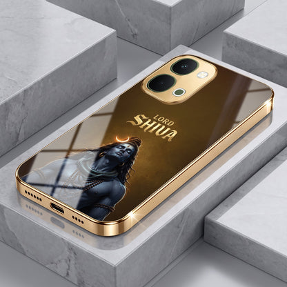 Vivo T5x 5G Lord Shiva Gold Electroplated Glass Phone Back Case