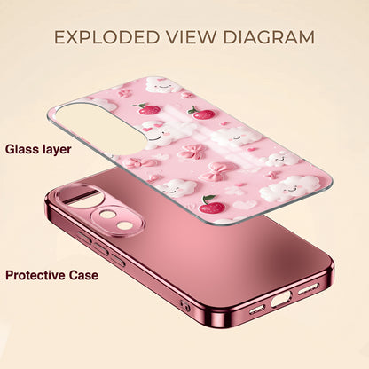 Vivo V40 Pro 5G Luxury 3D Clouds Pink Electroplated Glass Phone Back Case