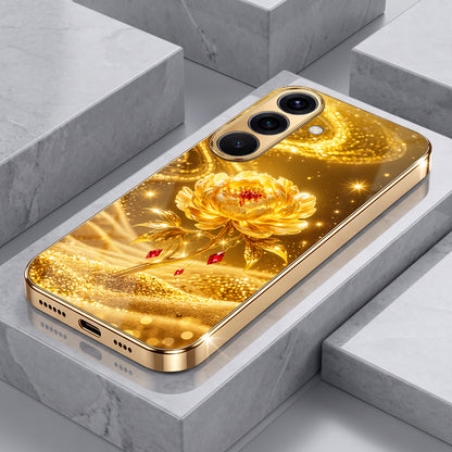 Samsung Galaxy A36 5G Golden Rose Elegance Gold Electroplated Glass Phone Back Case