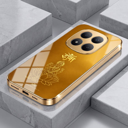 Redmi Note 15 Pro+ 5G Shree Lakshmi Divine Gold Electroplated Glass Phone Back Case
