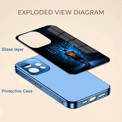 Oppo Reno 15 5G Never Give Up Blue Electroplated Glass Phone Back Case