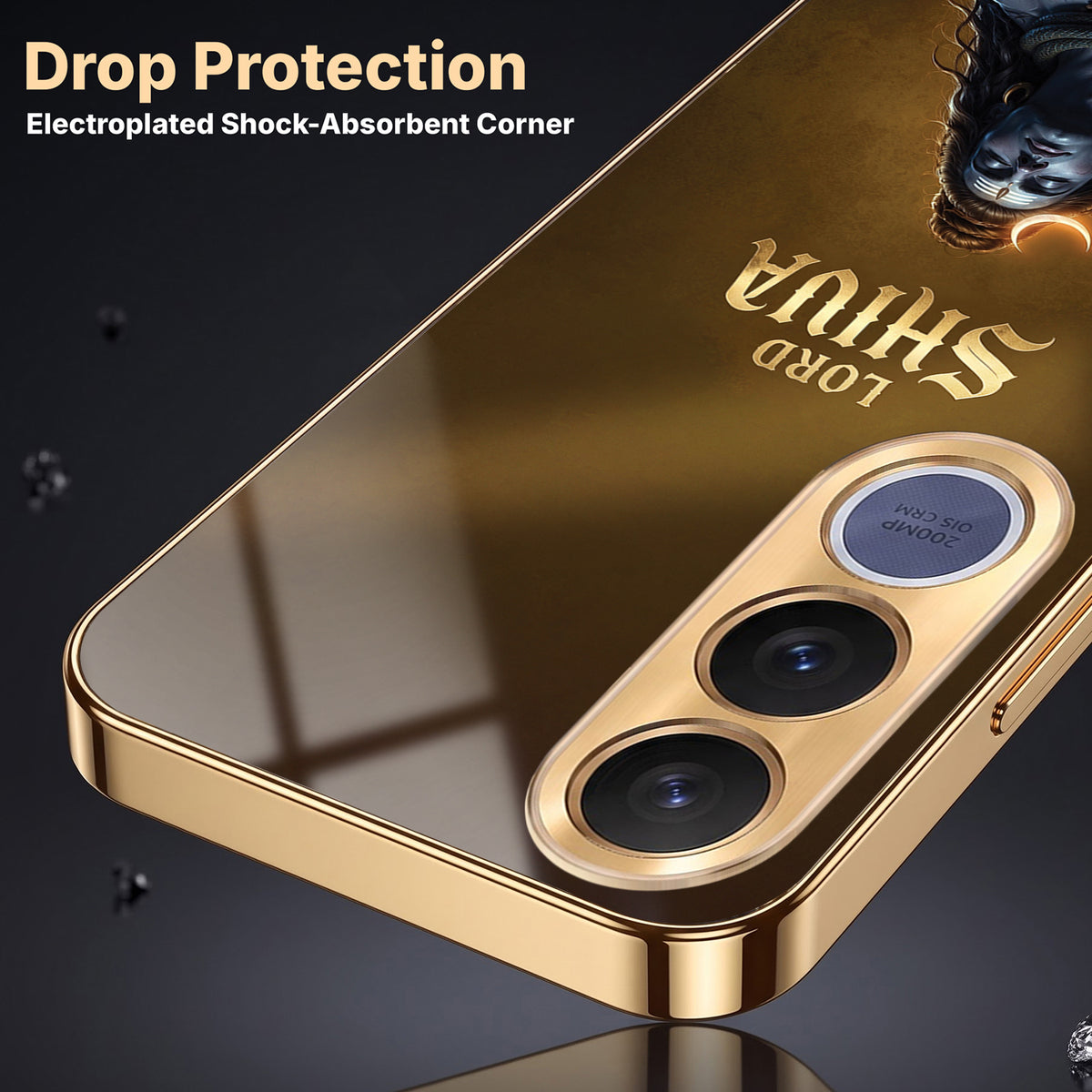 Vivo V70 Fe Lord Shiva Gold Electroplated Glass Phone Back Case