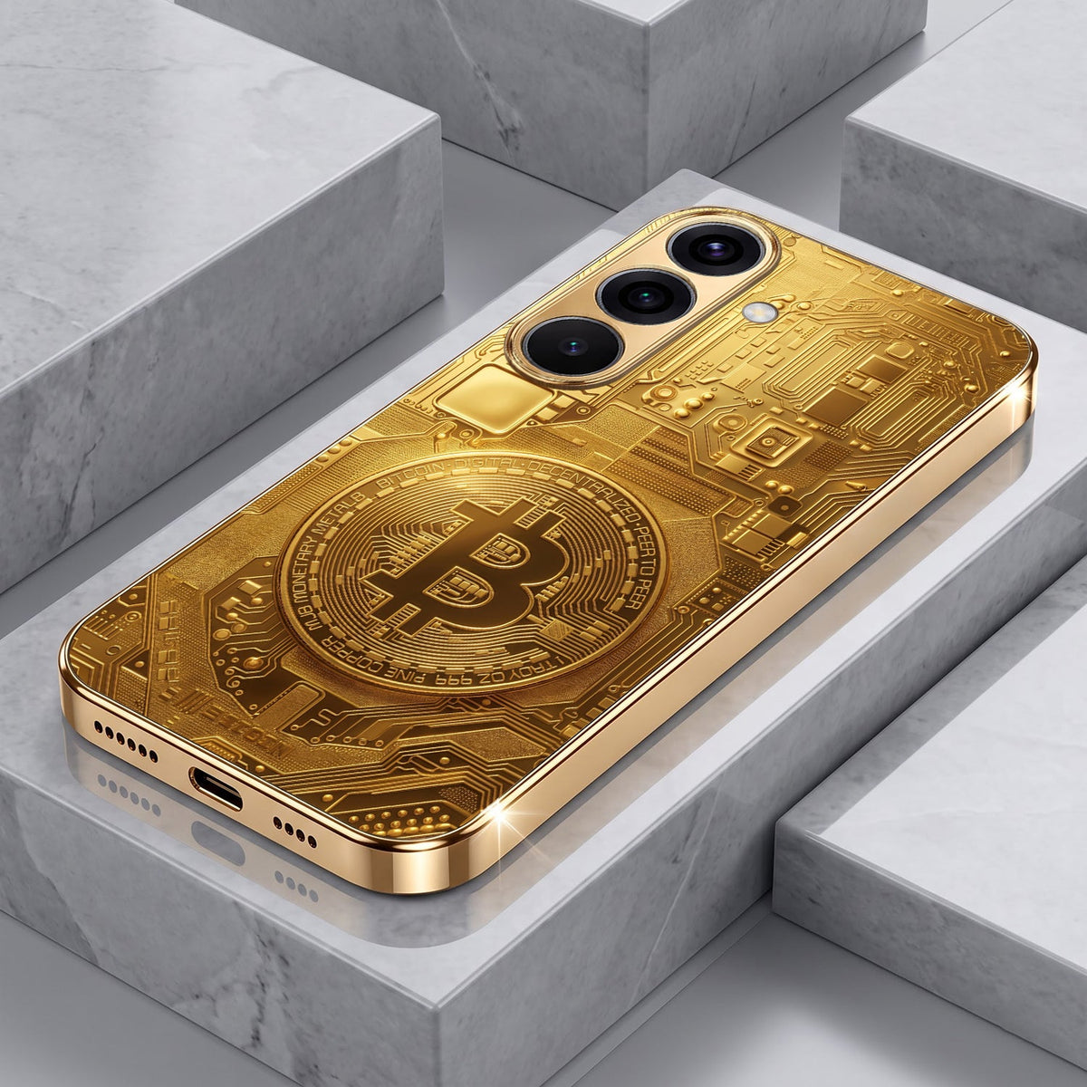 Samsung Galaxy A36 5G Bitcoin Gold Electroplated Glass Phone Back Case