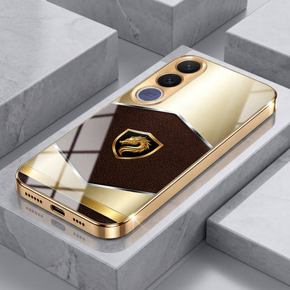 Vivo V70 FE 5G Dragon Crest Gold Electroplated Glass Phone Back Case
