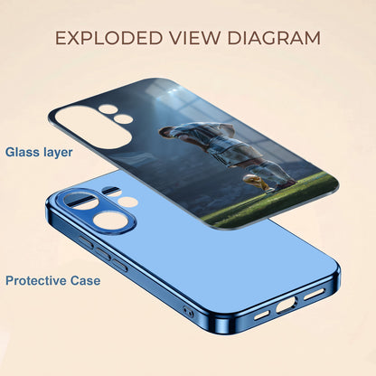 Vivo V60 5G Football Champion Blue Electroplated Glass Phone Back Case