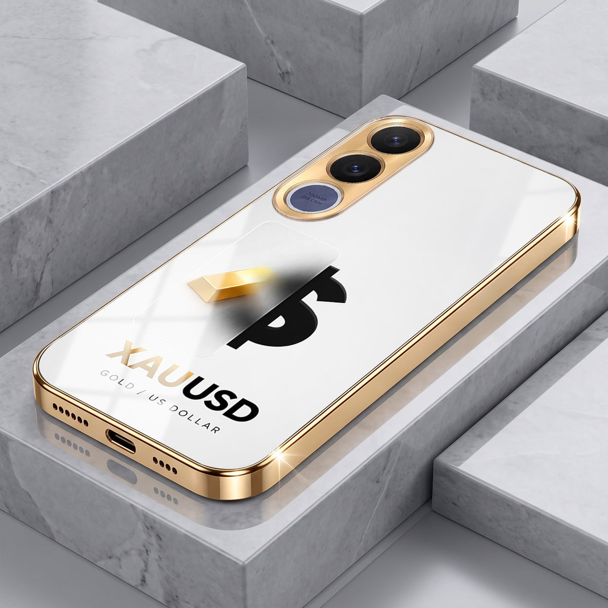 Vivo V70 FE 5G Luxury XAU/USD Gold Electroplated Glass Phone Back Case